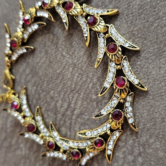 Antique Art Nouveau Crystal Fishtail Tennis Bracelet - Picture 2 of 11